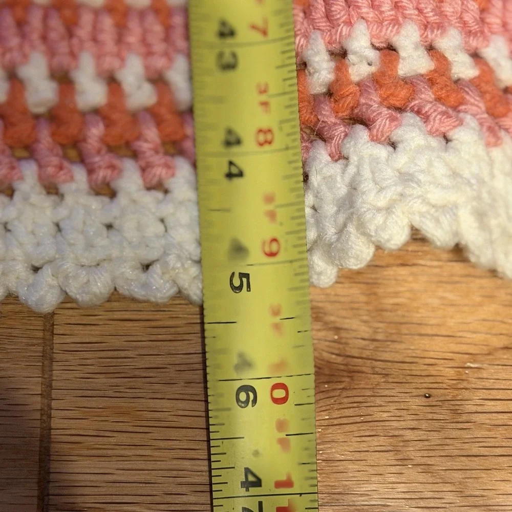 Vintage Crochet 3D Rose Flower Granny Square Blanket Afghan Pink Green 45x86 Bed